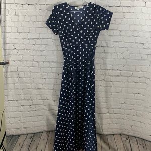 Polka dot short sleeve maxi dress size M
